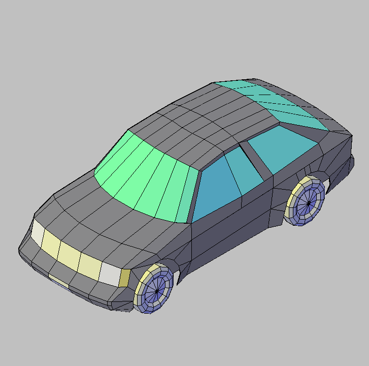 Bloque Autocad Vista de Coche Diseño 01 Bibliot. 2D-3D en 3D